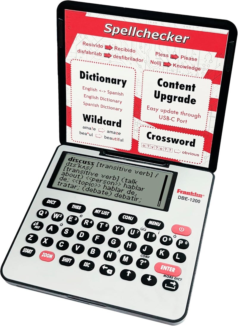 Franklin DBE-1200 Bilingual Electronic Dictionary – English-Spanish, Spanish English Digital Dictionary, Translator, Phrasebook, Spell Checker, Portable Device with LCD Screen - Image 1